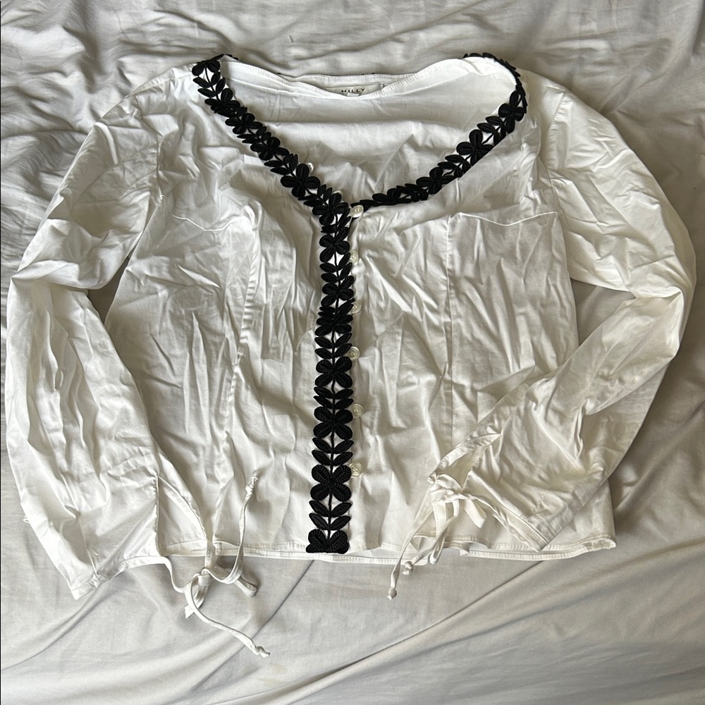 Milly Elegant White and Black Women's‎ Top